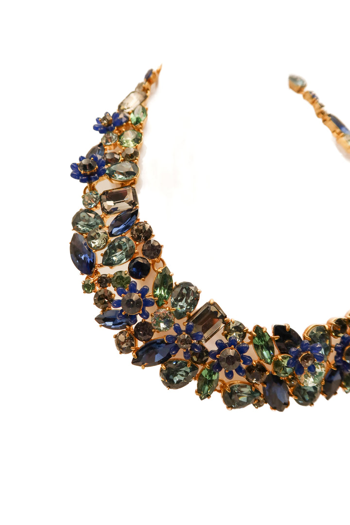 Vintage J. Crew Floral Crystal Collar Necklace