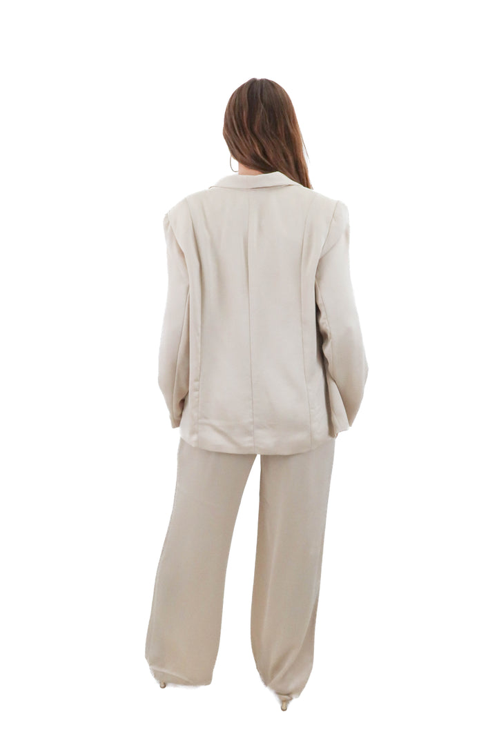 drew champagne satin blazer and pants set (m/l)