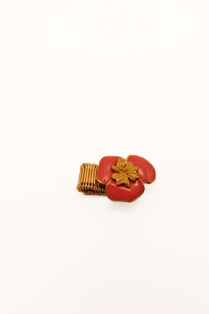 Pink floral stretchy ring