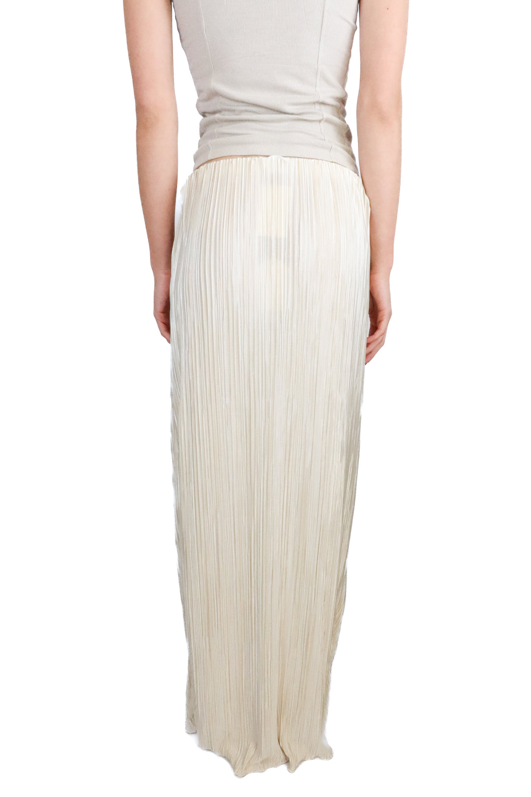 Song Of Style Champagne Satin Pleated Midi Skirt NWT (S; retail $178)