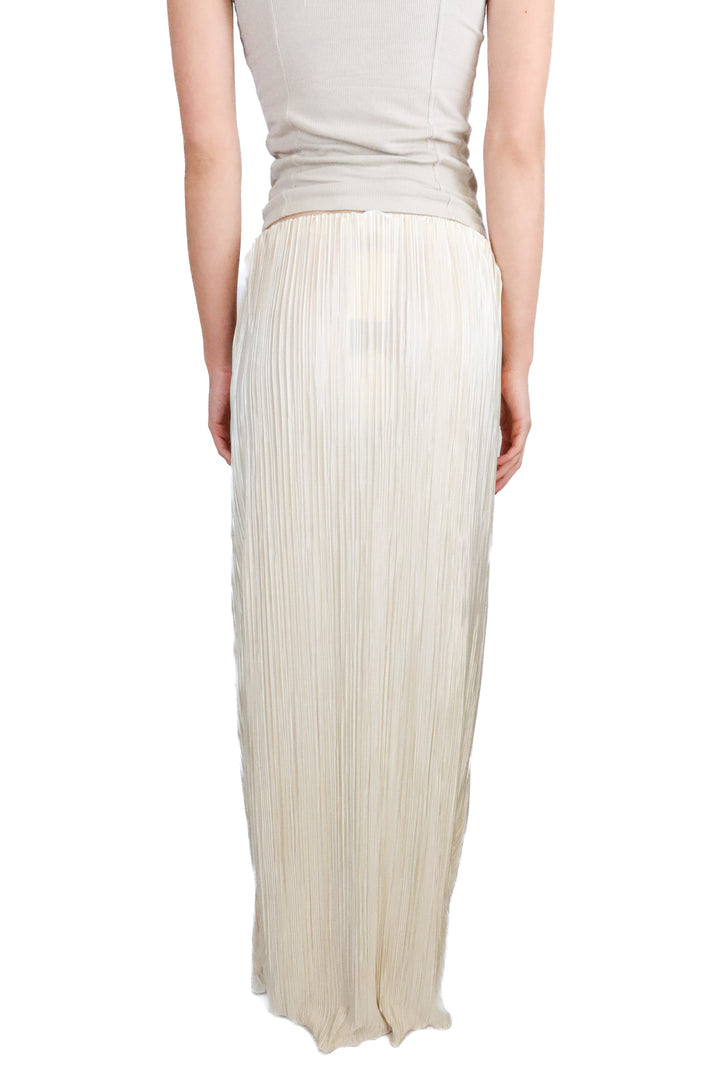 Song Of Style Champagne Satin Pleated Midi Skirt NWT (S; retail $178)