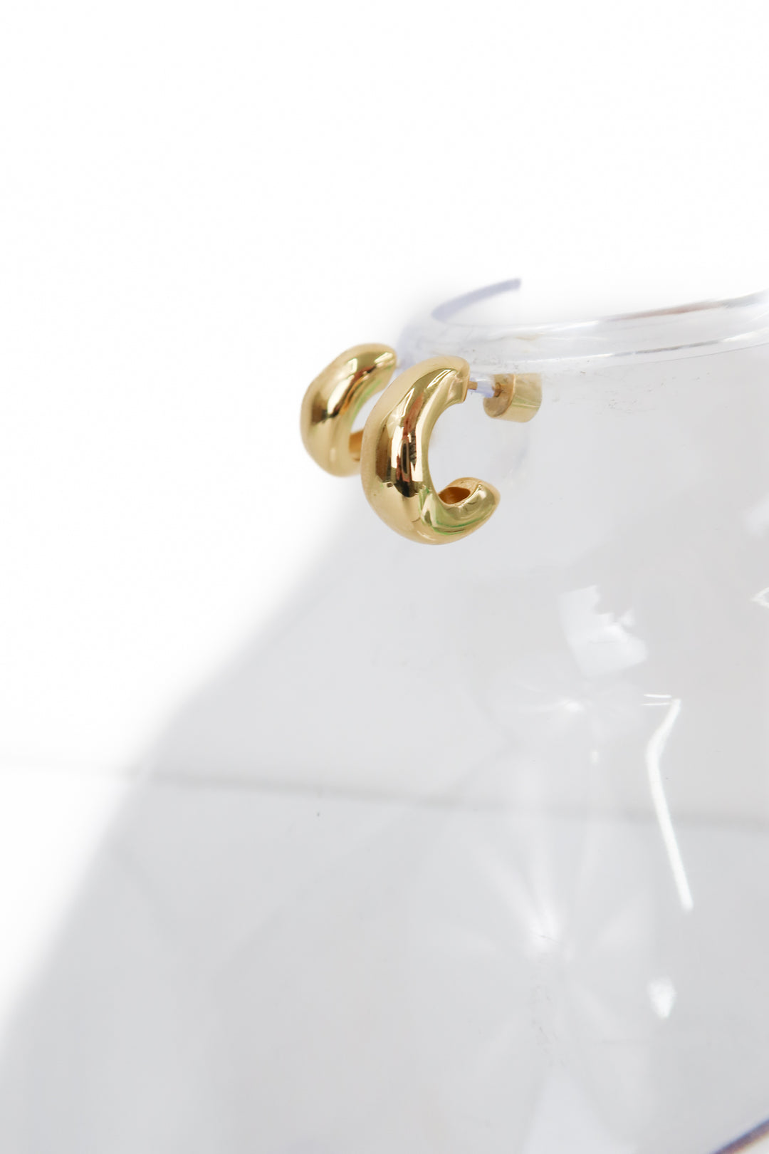 gold chunky small open back hoop earrings