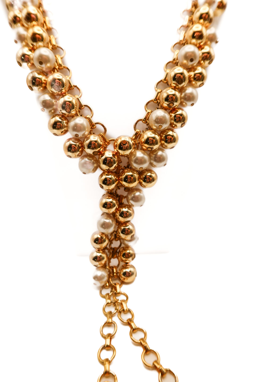 Chunky gold/pearl ball necklace