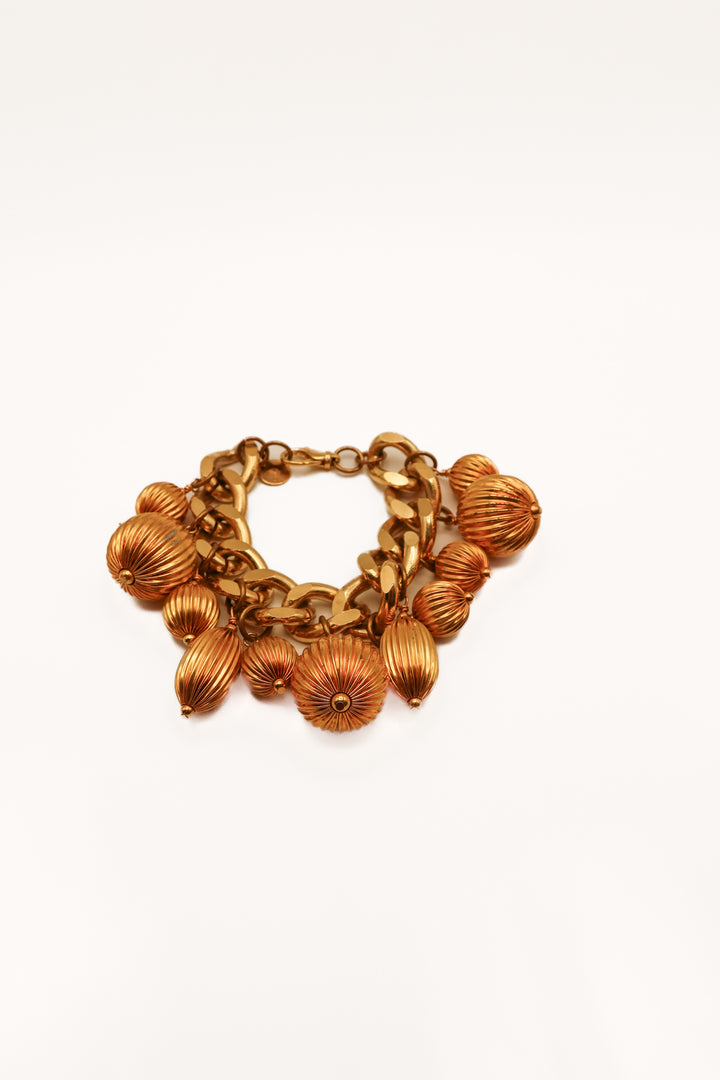 Chunky gold chain jingle ball bracelet