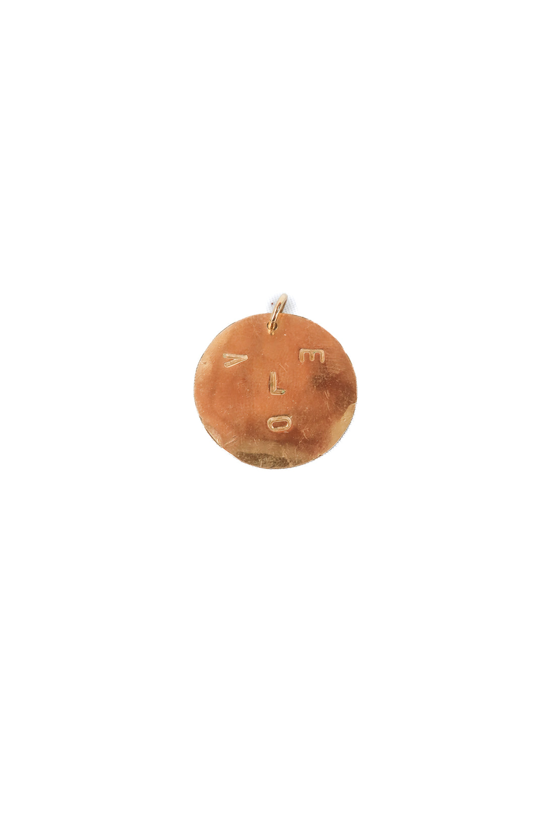 love gold flat hammered charm