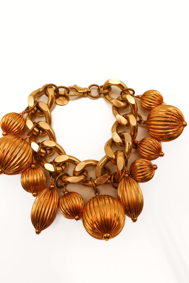 Chunky gold chain jingle ball bracelet