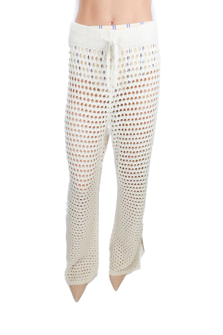 Aerie Metallic Cream Crochet Knit Pants NWT; retails for $60 (S)