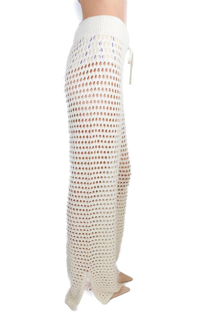 Aerie Metallic Cream Crochet Knit Pants NWT; retails for $60 (S)