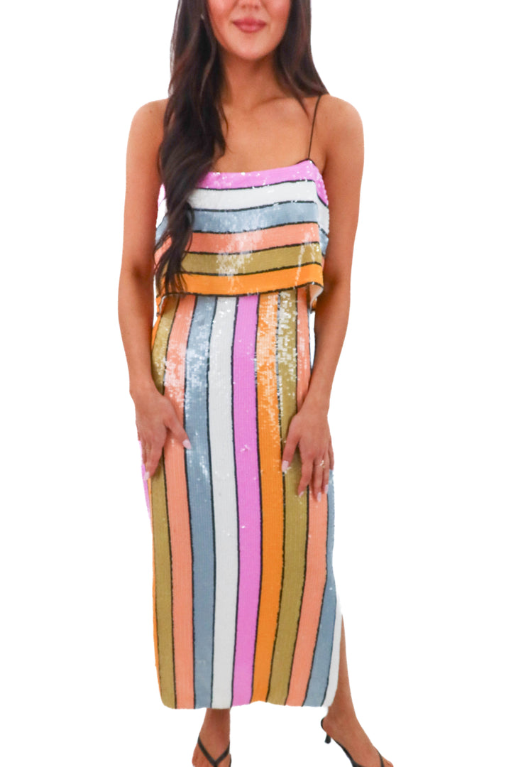 veronica beard sequin striped midi dress (s; retail $695)
