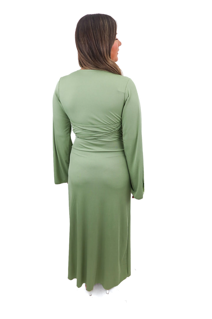 Green ribbed maxi dress (S)