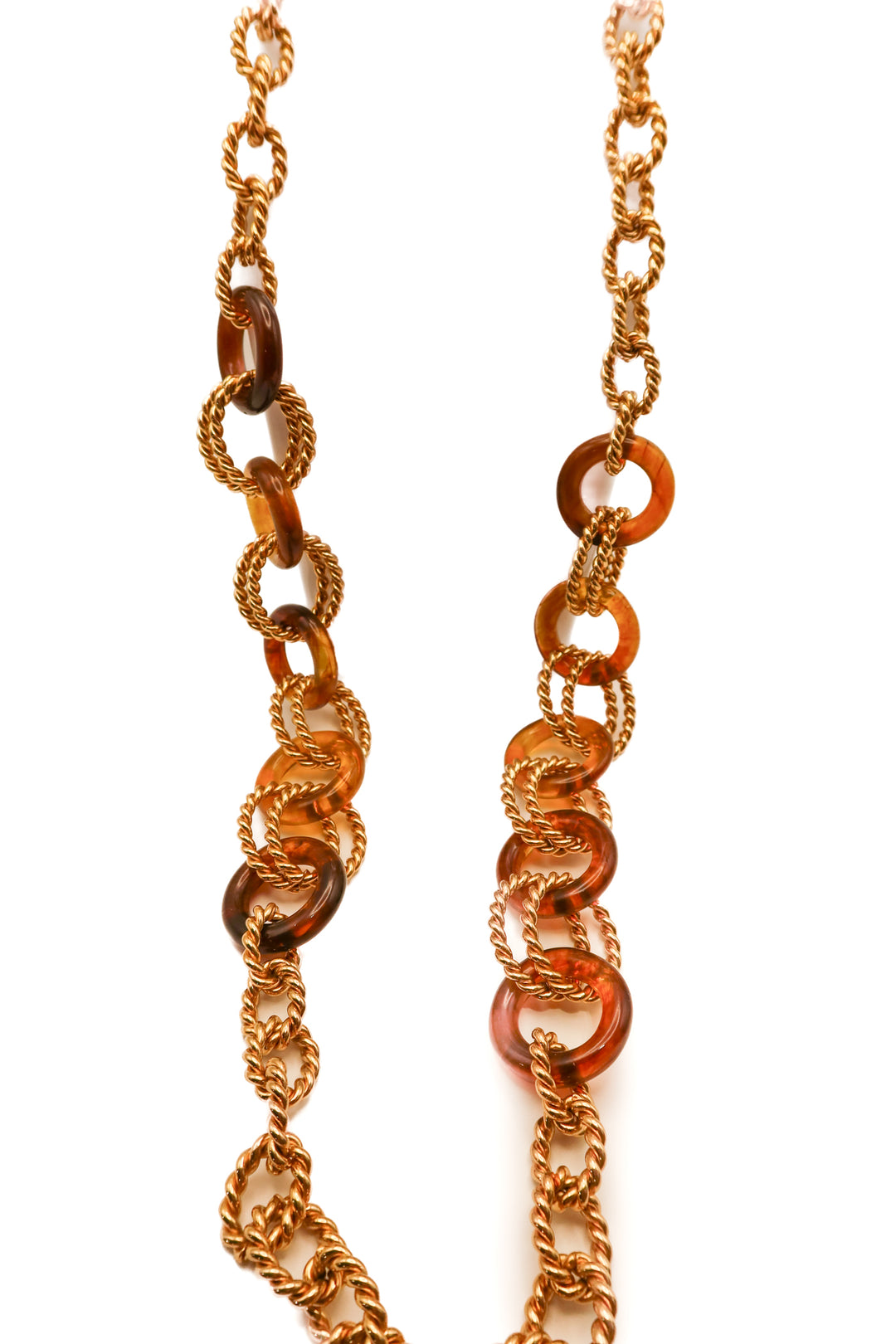Gold/tortoise shell hoop long necklace