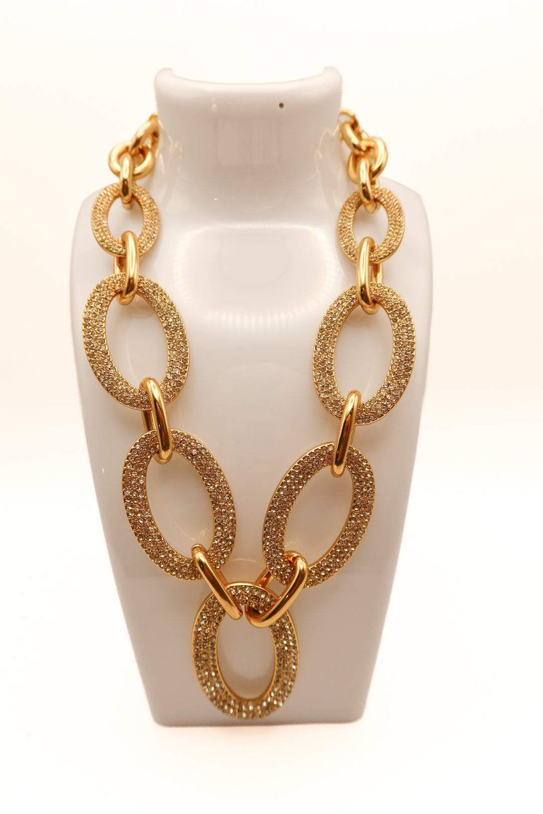 J.crew chunky gold chain rhinestone necklace