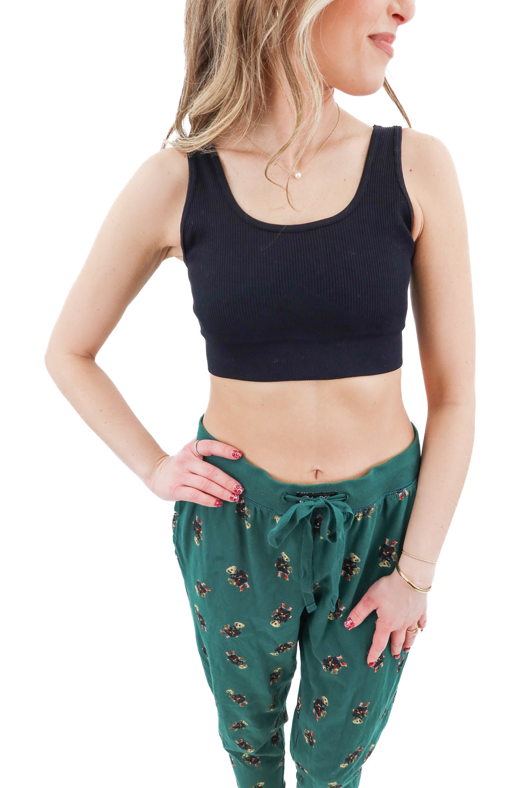 black ribbed sports bra (s)
