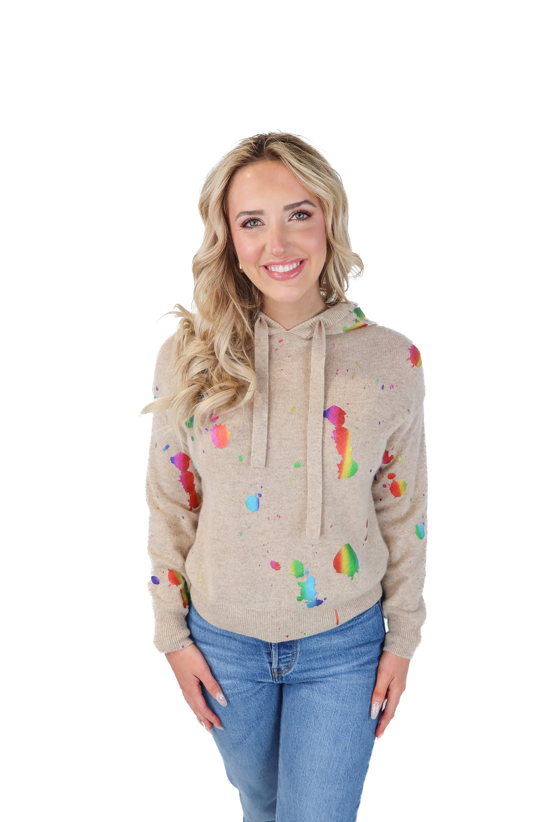 Brodie cashmere splatter paint hoodie (s; retails $400)
