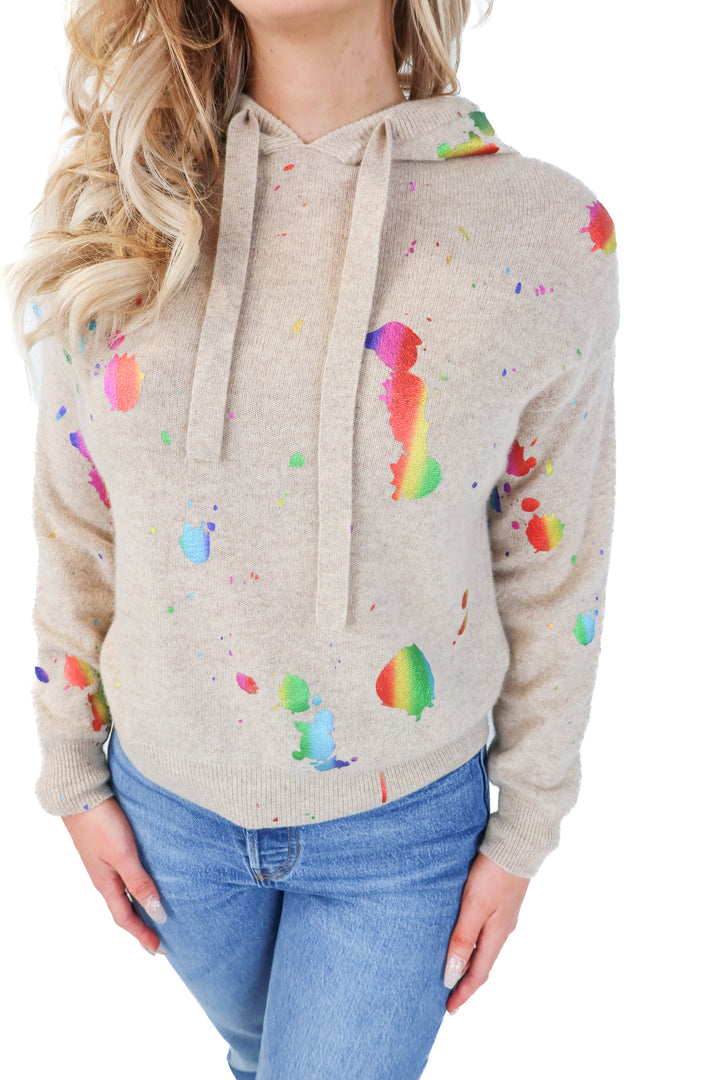 Brodie cashmere splatter paint hoodie (s; retails $400)