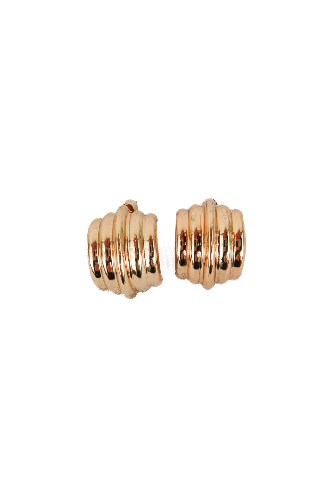 rose gold pleated stud earrings
