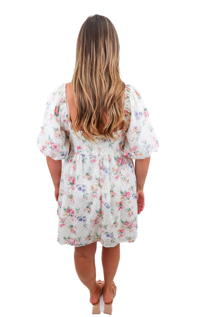 Lulus floral eyelet dress NWT (XL; retail $59)