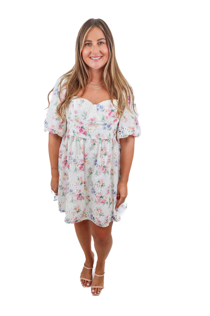 Lulus floral eyelet dress NWT (XL; retail $59)