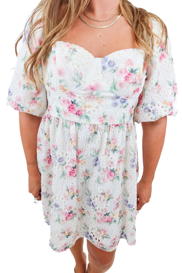 Lulus floral eyelet dress NWT (XL; retail $59)