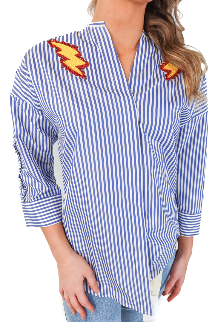 Sandro striped lighting bolt top NWT (1; retails $225)