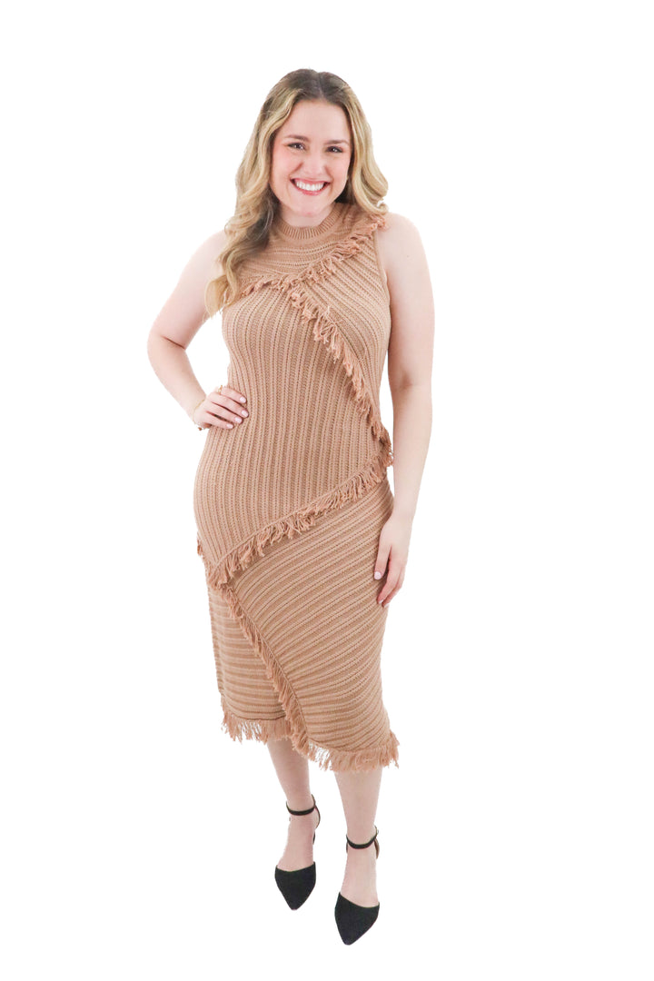 dh new york taupe knit maxi dress (l; retail $248)