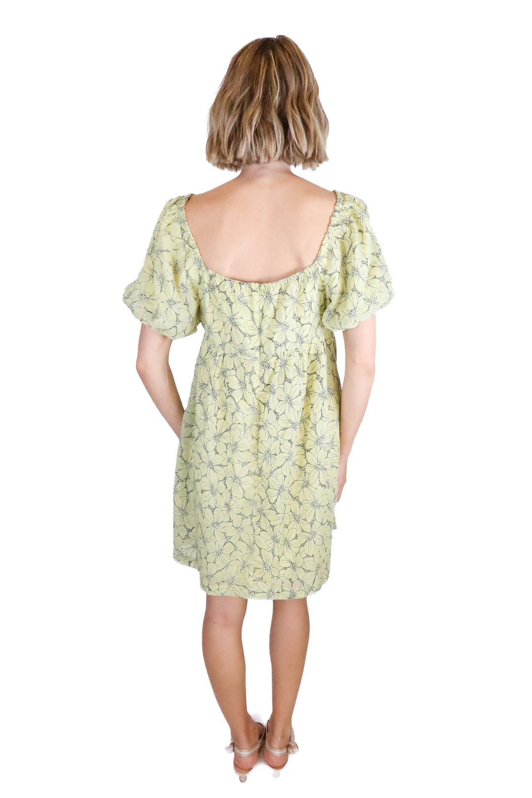 lena green floral babydoll dress (M)
