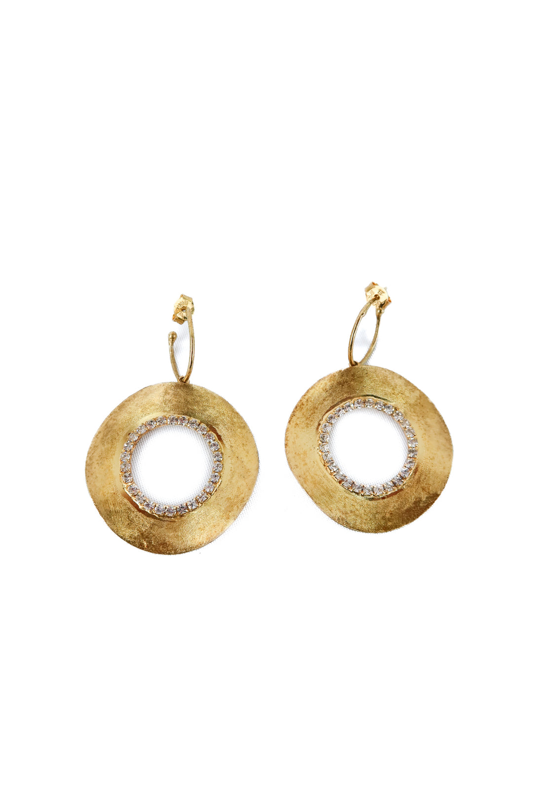 gold plated/rhinestone circle earrings