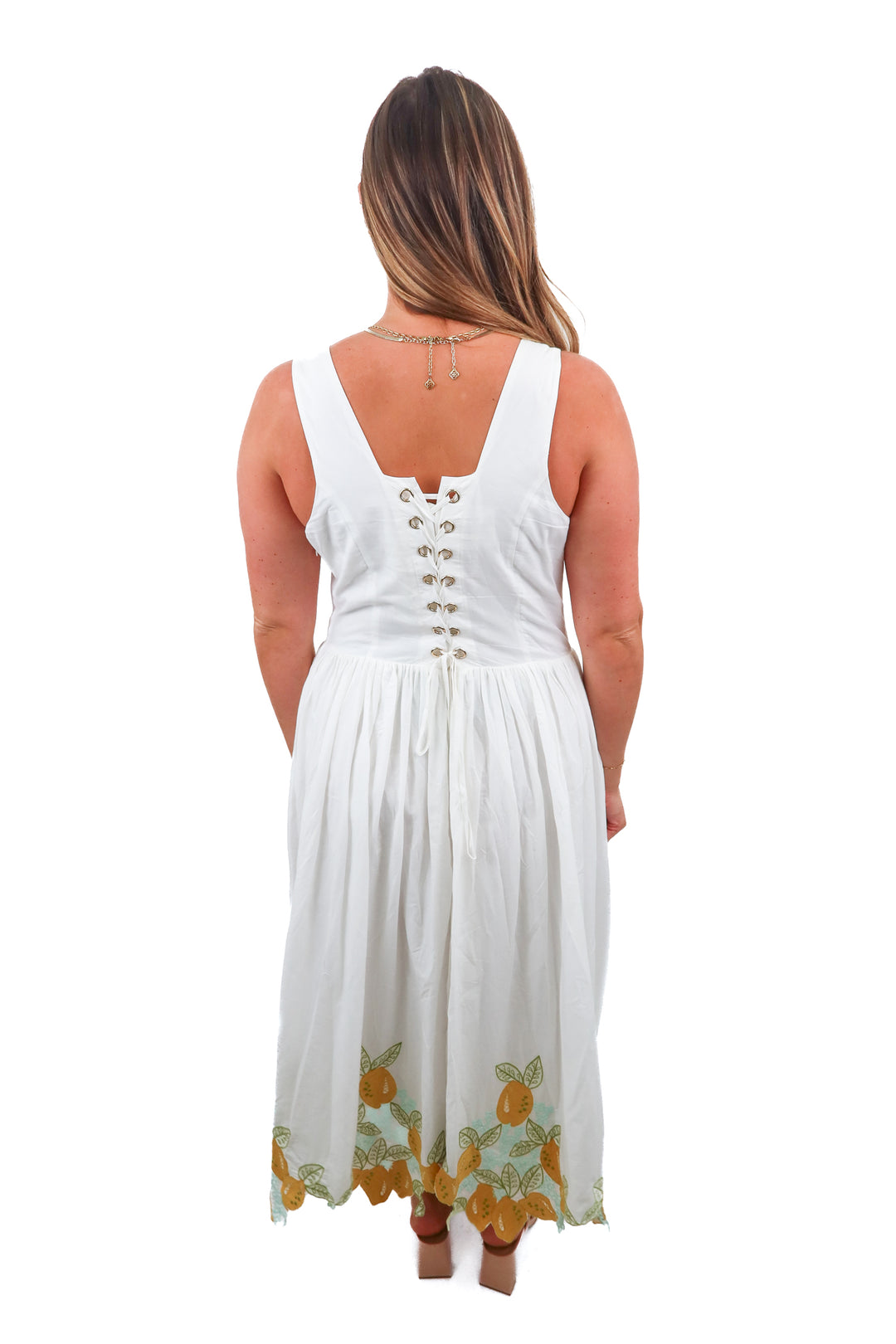 Ivy City white lemon dress (L) NWT