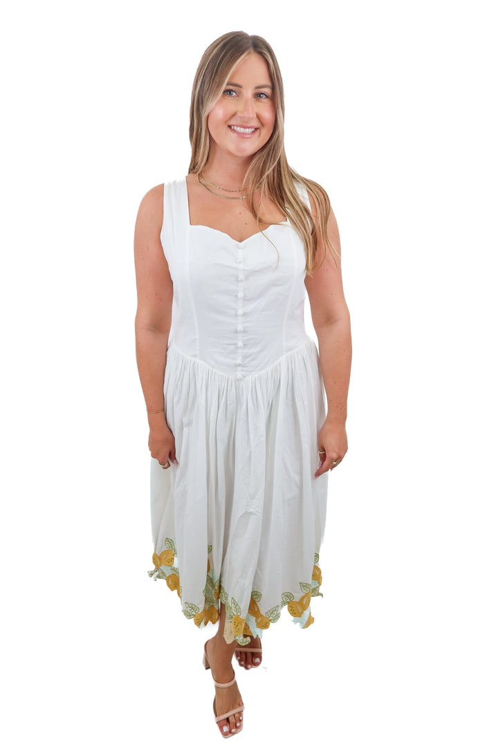 Ivy City white lemon dress (L) NWT