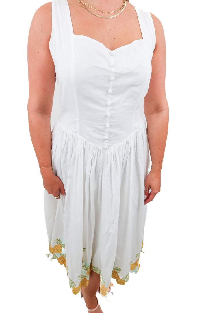 Ivy City white lemon dress (L) NWT