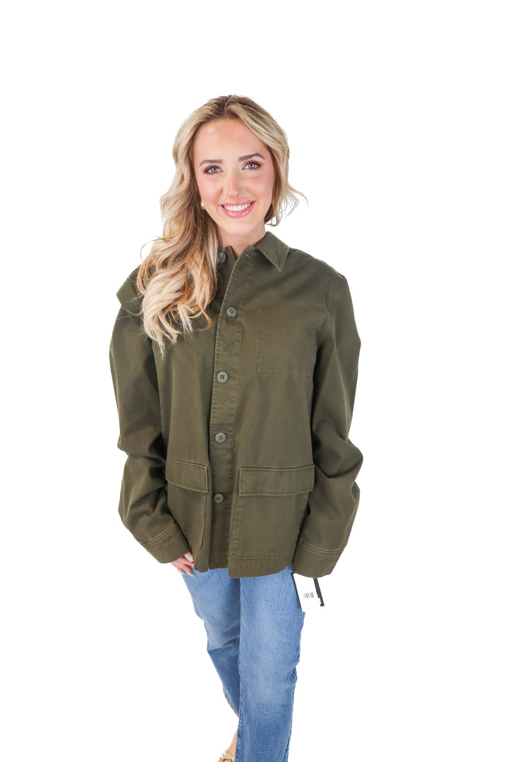 Paige green “dalton jacket” NWT (L)