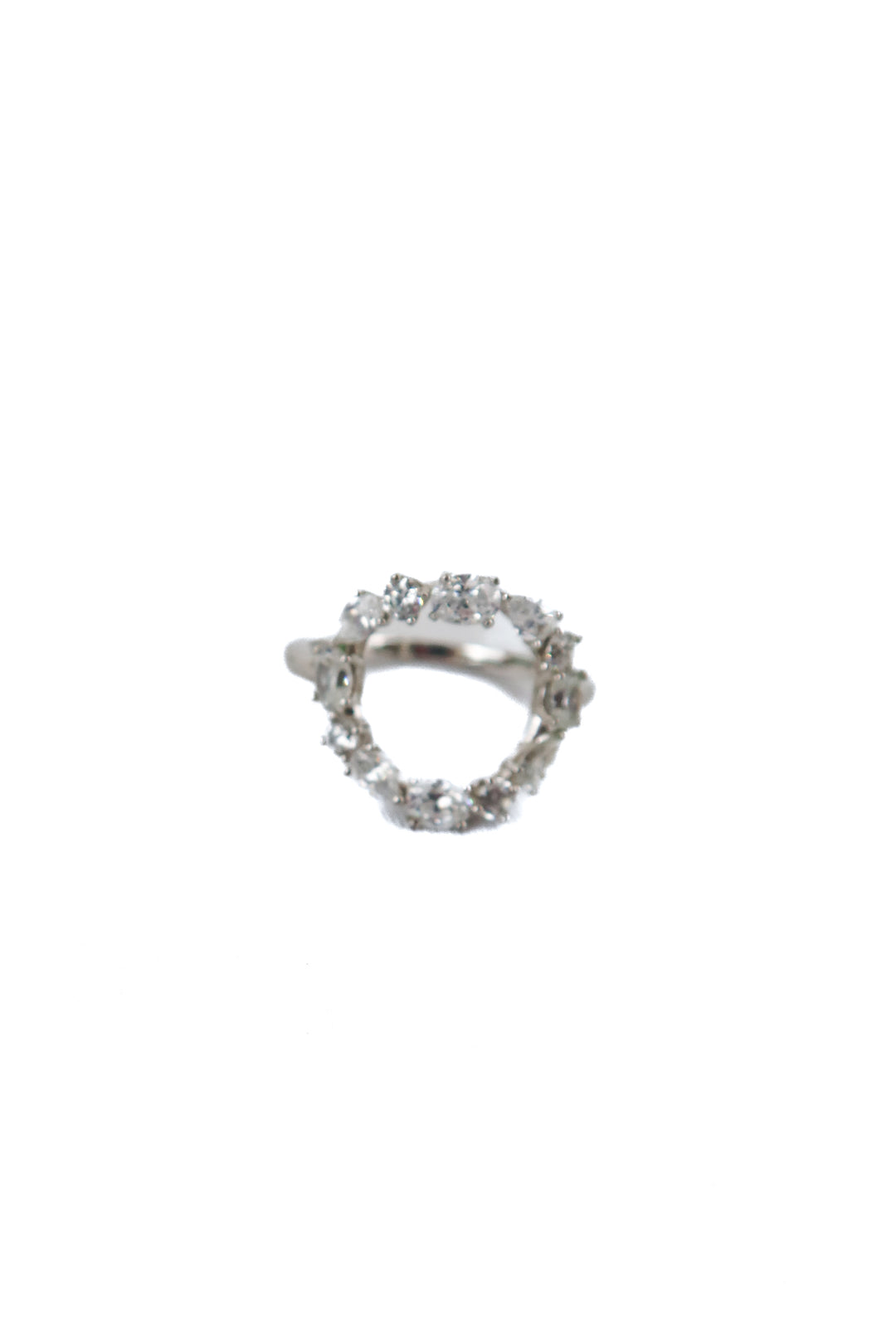 silver crystal circle ring