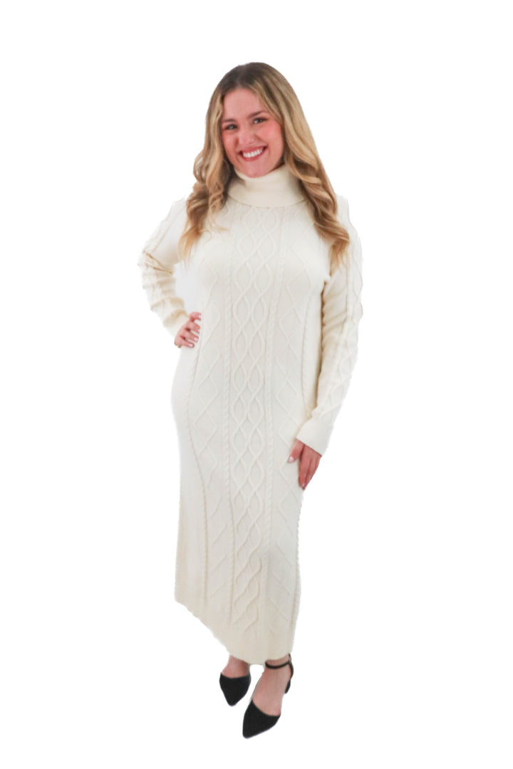 show me your mumu cream turtleneck long sleeve sweater dress (m; retail $178)