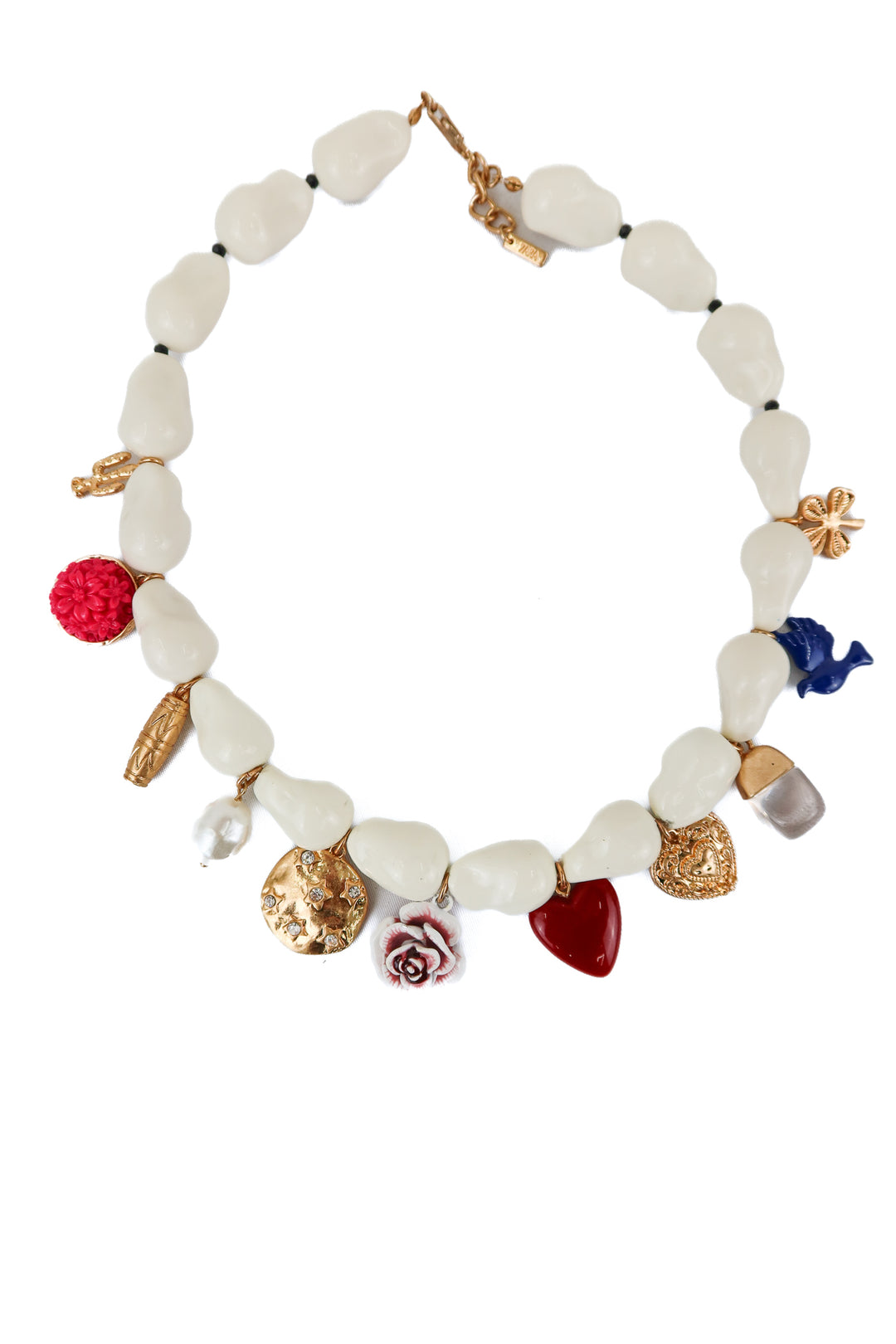 zara white stone chunky charm necklace