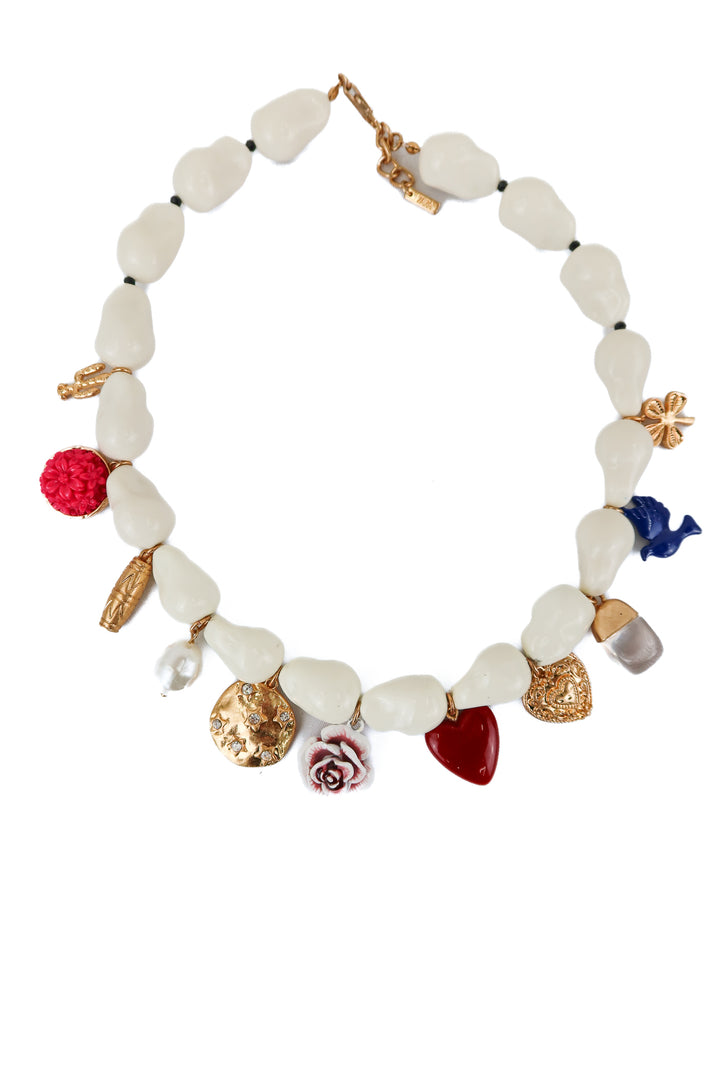 zara white stone chunky charm necklace