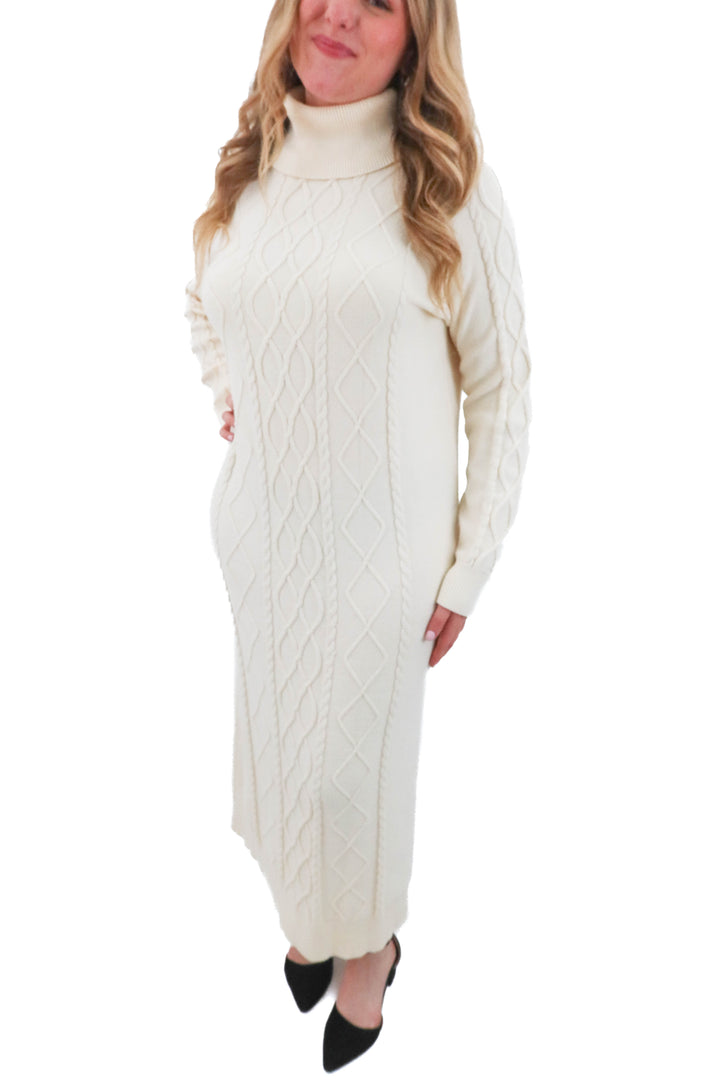 show me your mumu cream turtleneck long sleeve sweater dress (m; retail $178)