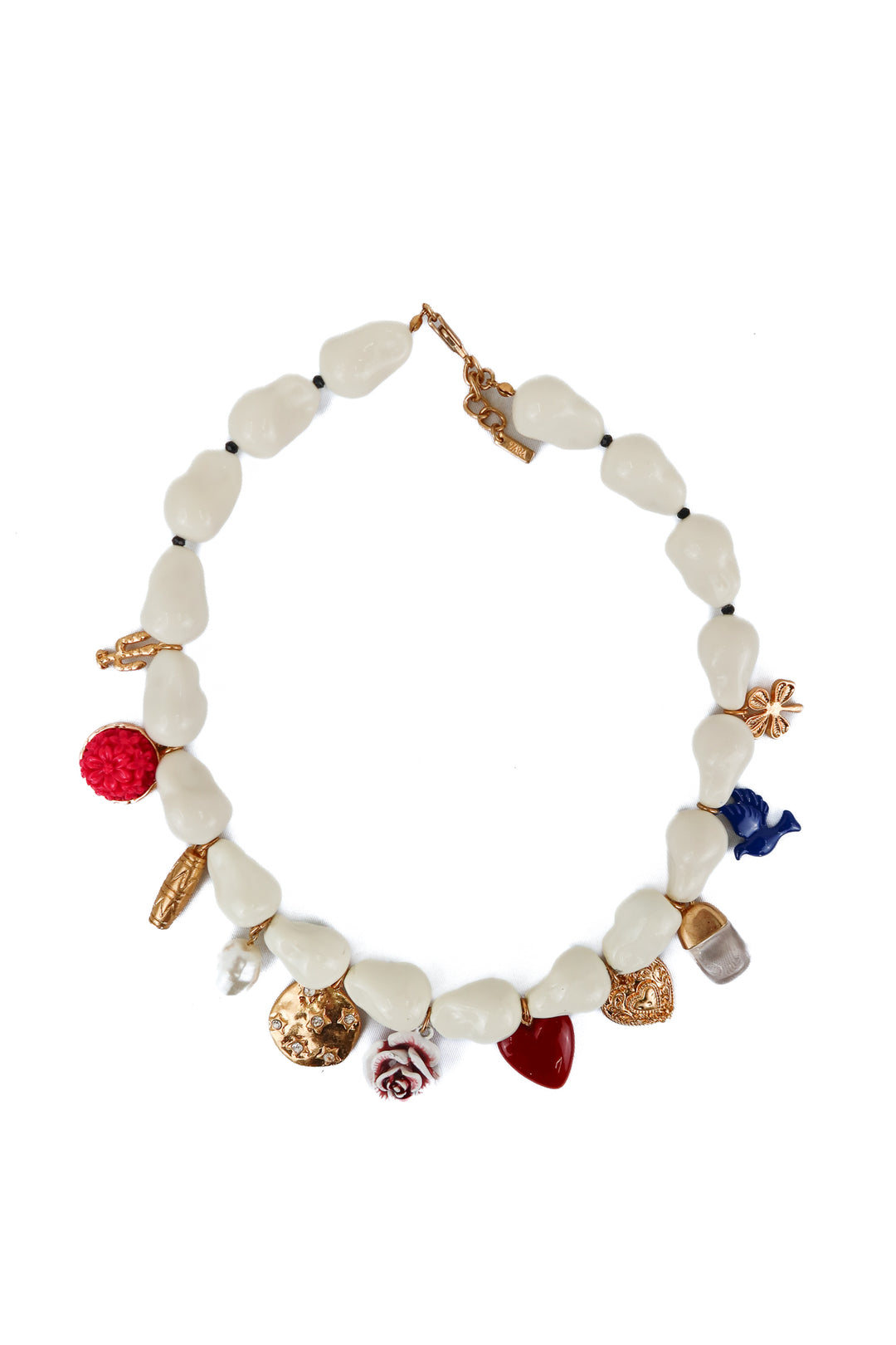 zara white stone chunky charm necklace