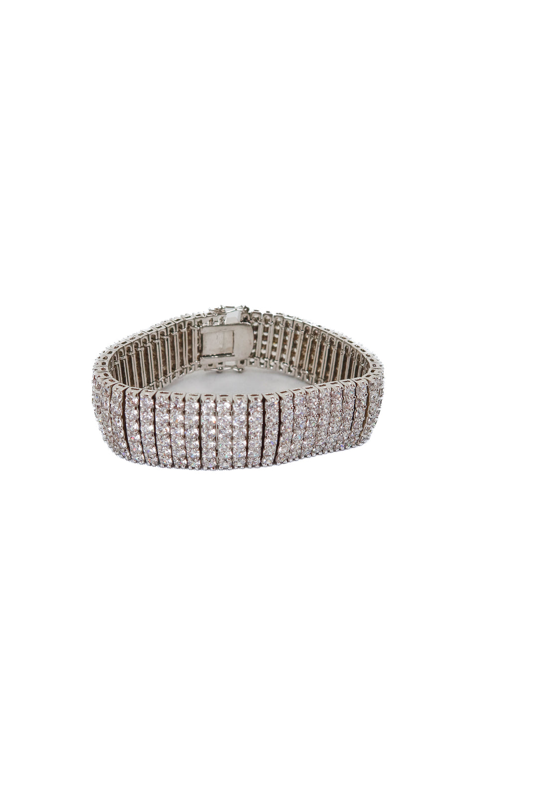silver crystal thick bracelet