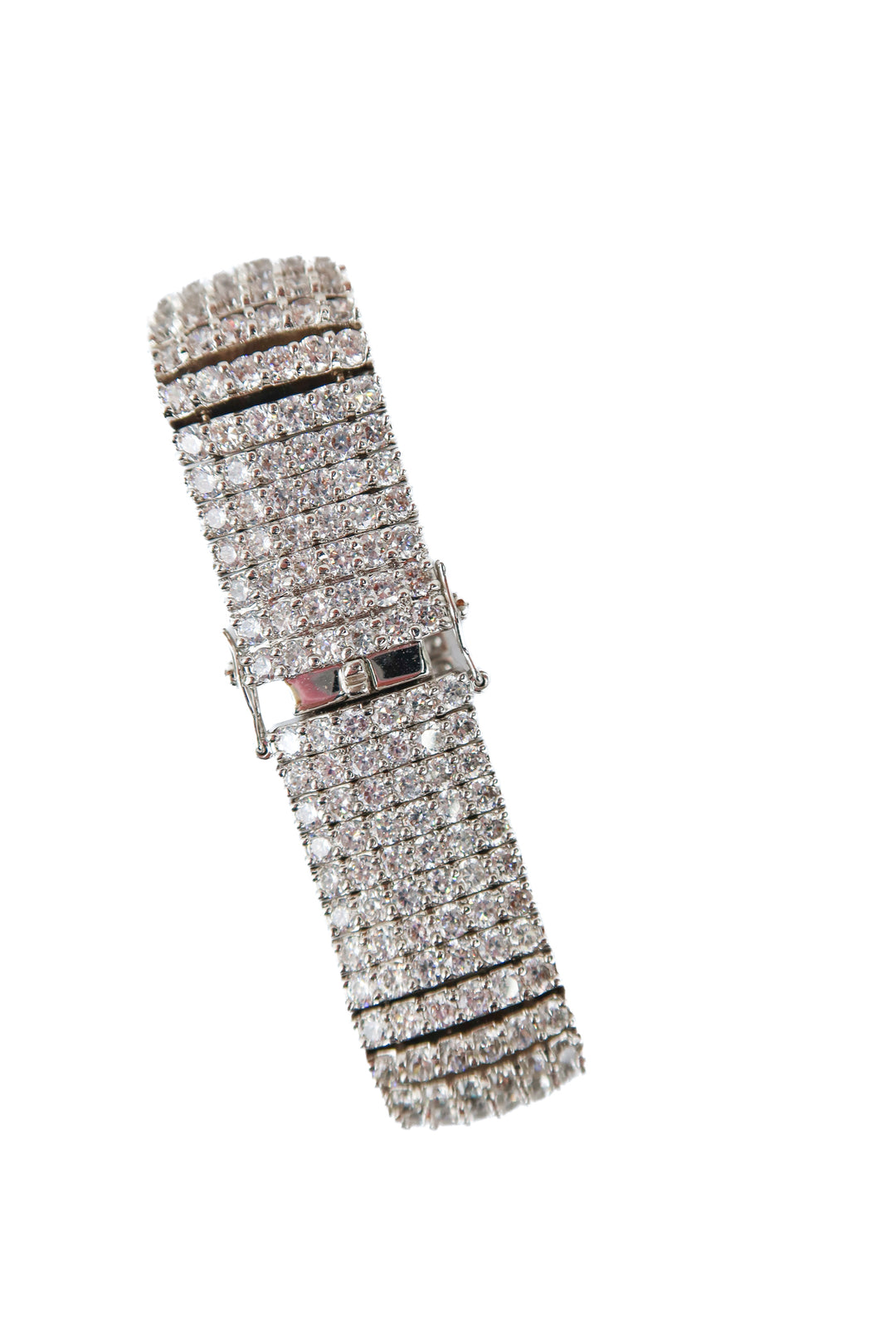silver crystal thick bracelet
