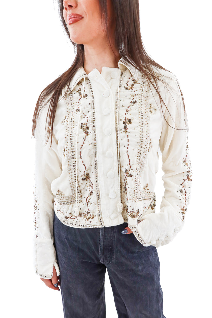 free people ivory beaded jacket NWT (s; retail $268)