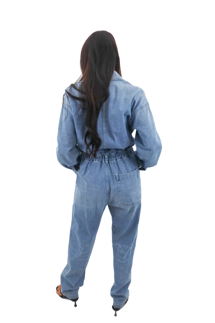 citizens of humanity light wash denim jumpsuit (m; retail $478)