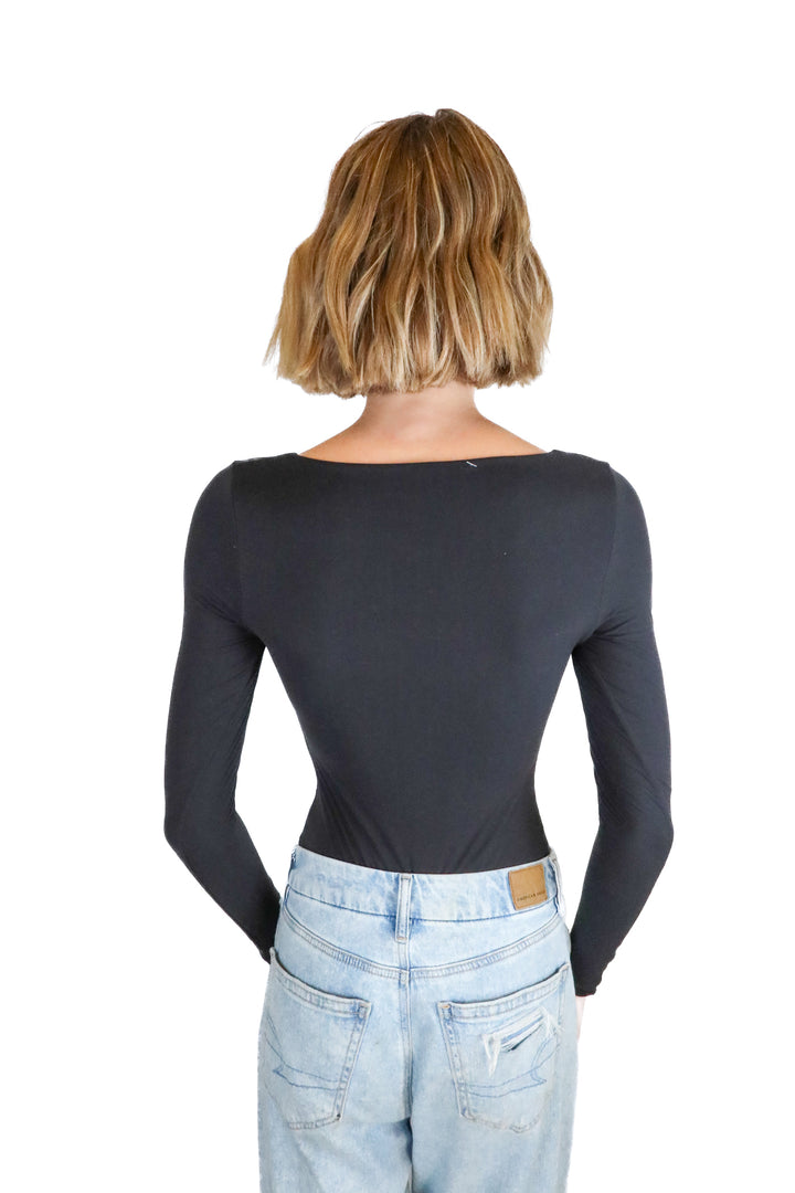 pumiey black long sleeve bodysuit (s)
