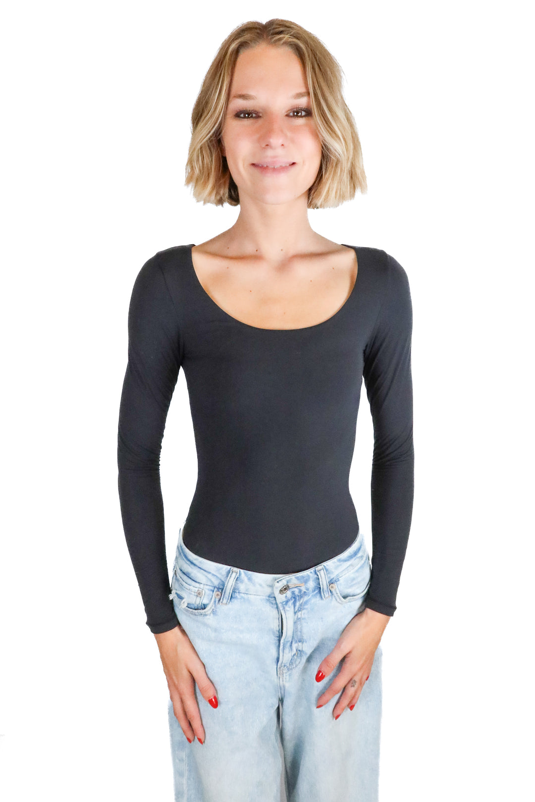 pumiey black long sleeve bodysuit (s)