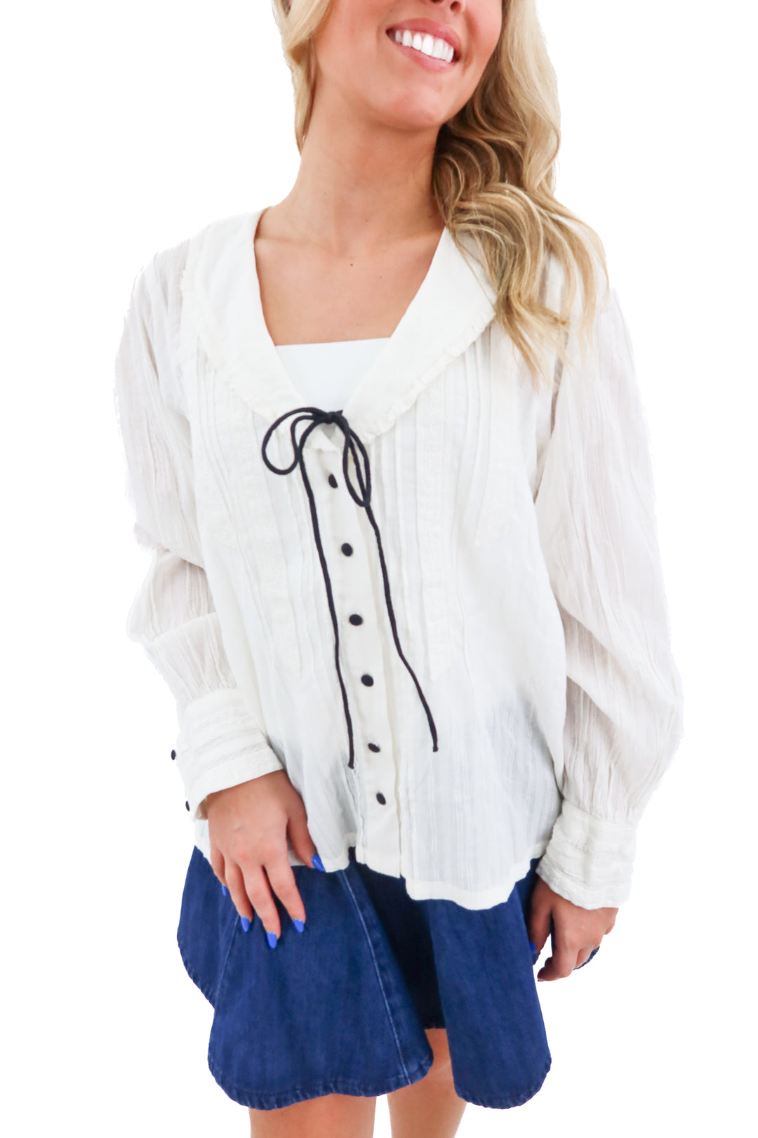 free people cream collared blouse NWT (s; retail $148)