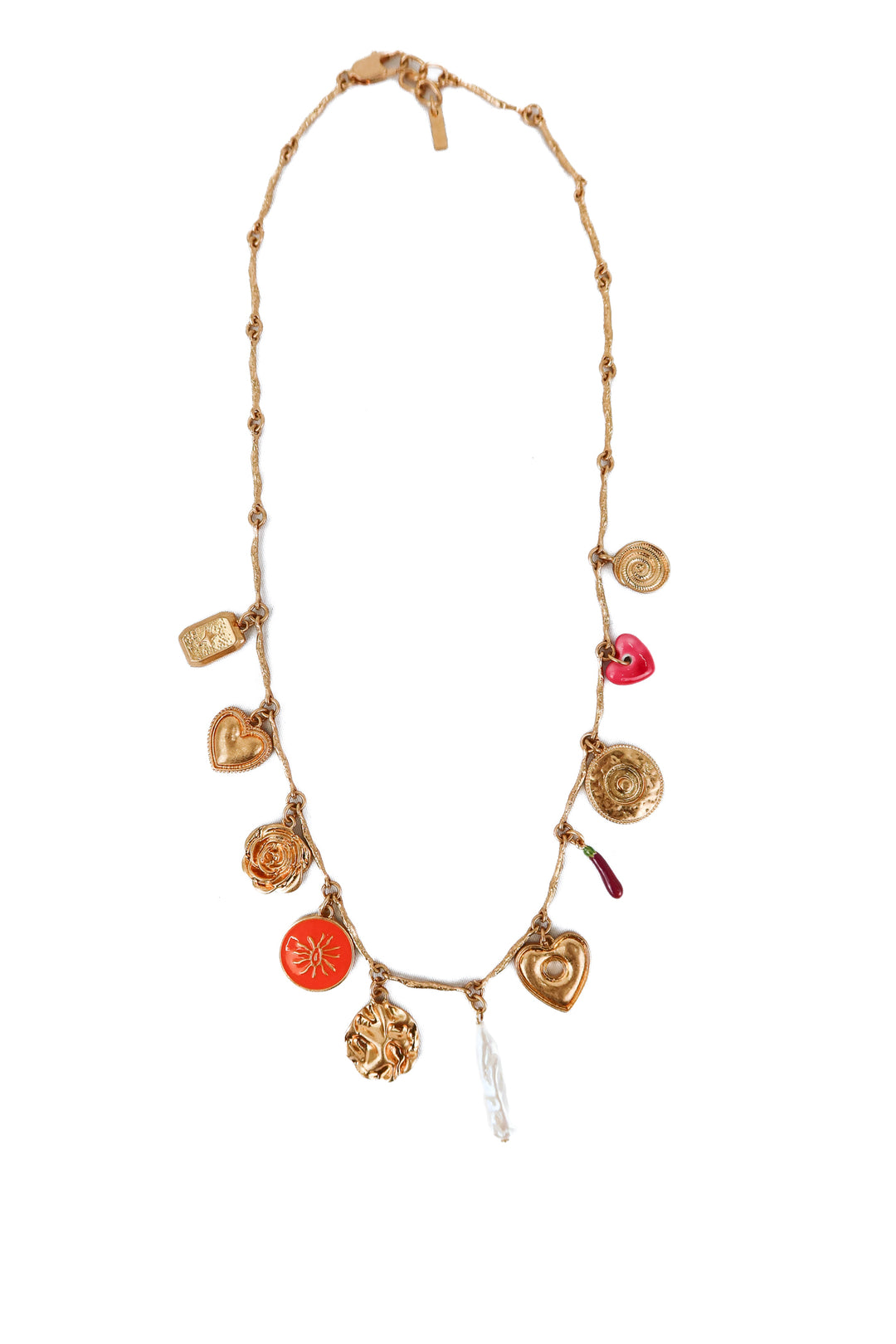 zara gold hammered charm necklace