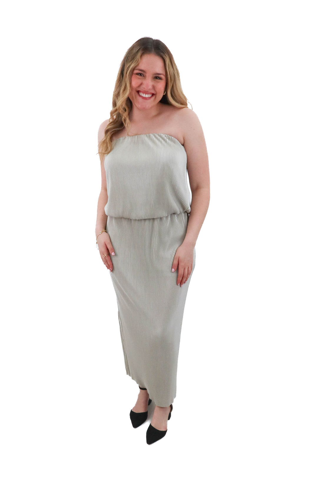Reset strapless maxi champagne maxi (m; retail $50)