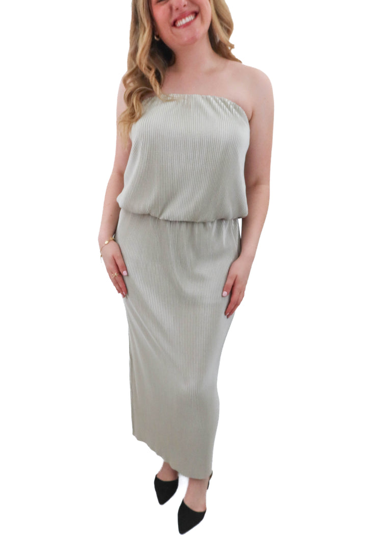 Reset strapless maxi champagne maxi (m; retail $50)