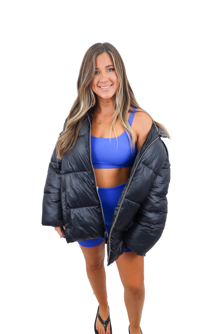 Abercrombie black puffer jacket (XL)