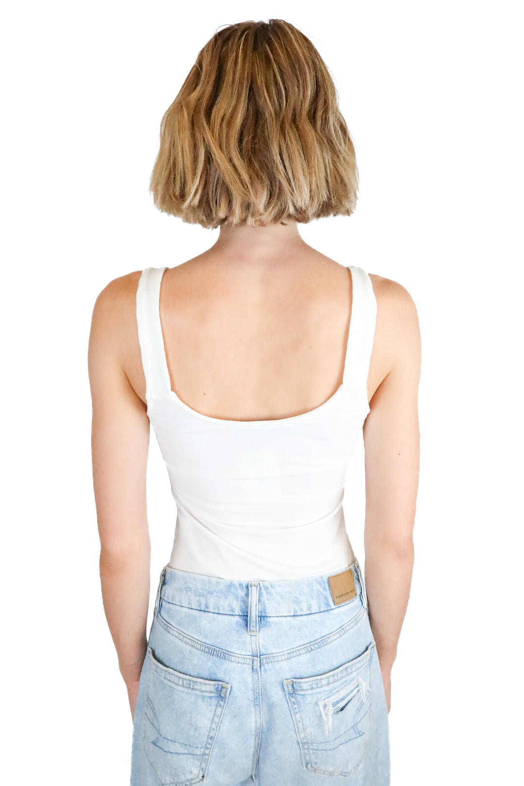 grey bandit white ribbed sleeveless bodysuit (s)