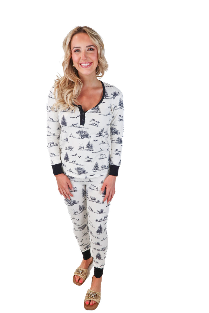 Bed head black/white animal pj set (s)